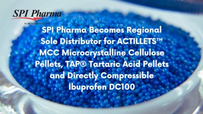 SPI Pharma Becomes Regional Sole Distributor for ACTILLETS™ MCC Microcrystalline Cellulose Pellets, TAP® Tartaric Acid Pellets and Directly Compressible Ibuprofen DC100